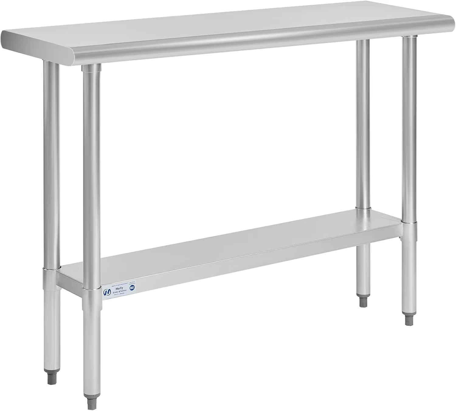NSF-Certified Commercial-Grade 304 Workbench 36x18x36in Two-Tier Heavy-Duty Workstation with Removable Tray for Restaurant