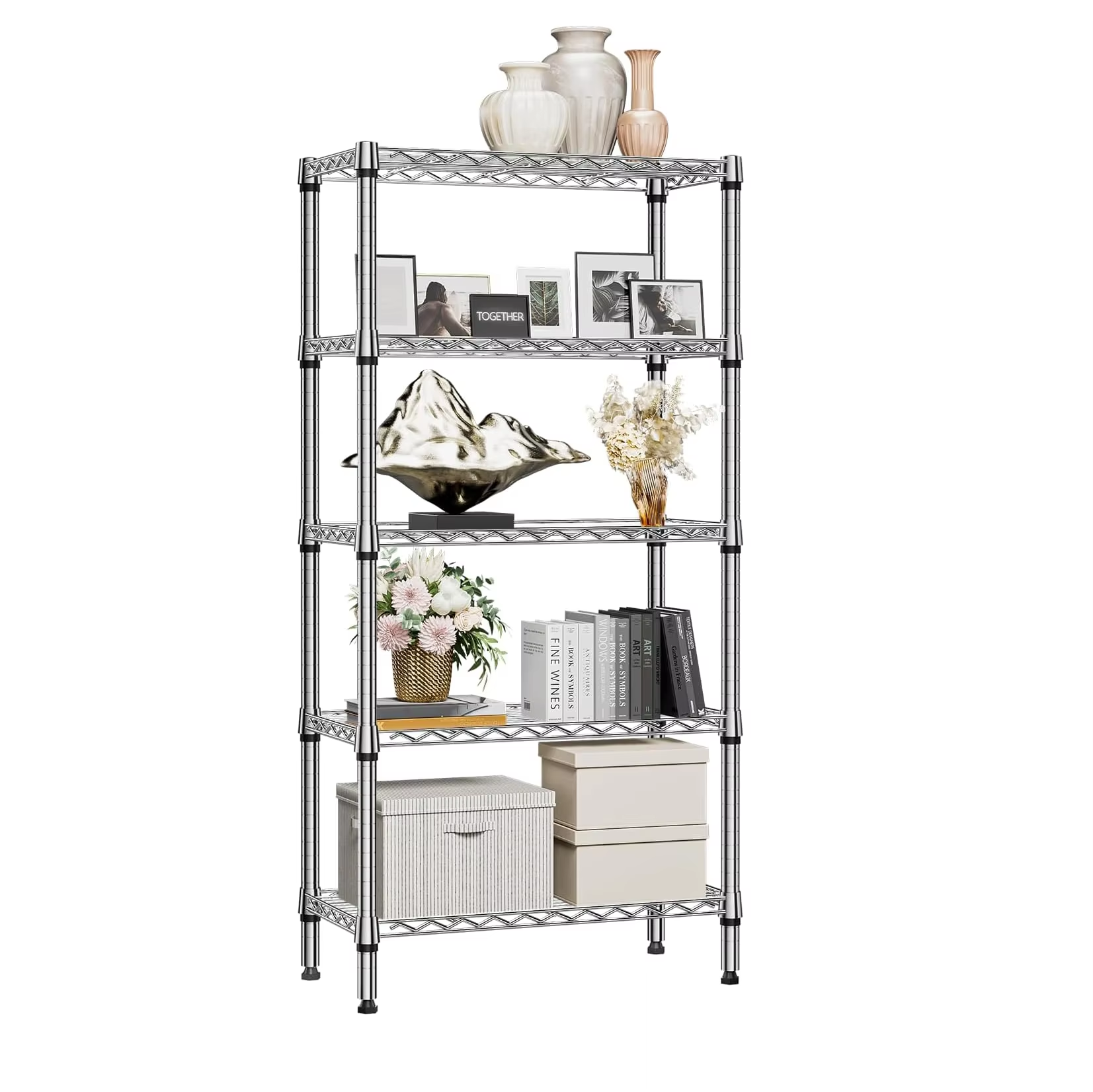 NSF-Certified 4Tier Cable Management Rack36x18x48in Adjustable Modular Organizer for Home & Stainless Steel Shelves Storage Rack