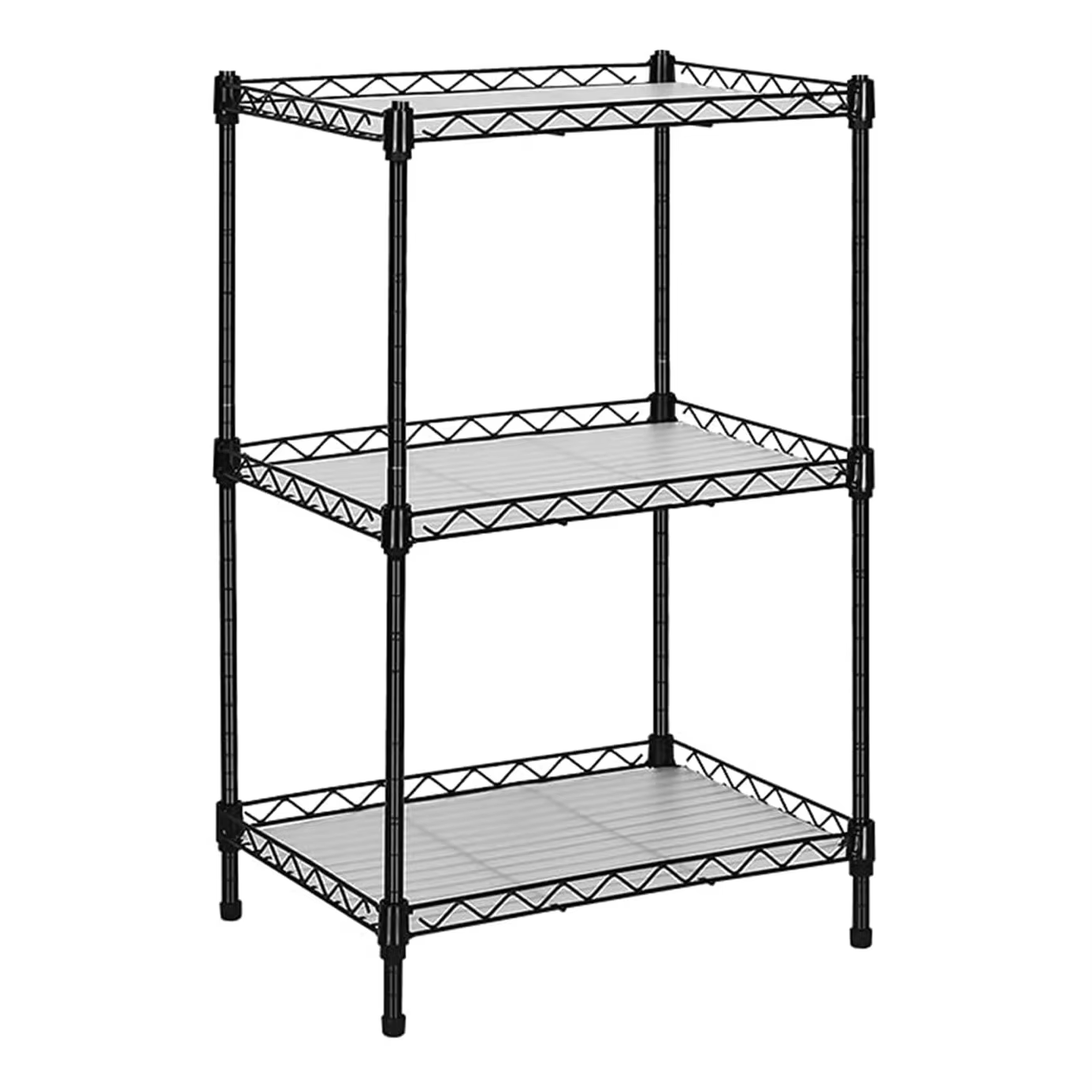 NSF-Certified 3-Tier Wire Mesh Rack 36x18x48in Chrome-Finished Modular Storage System for Commercial Kitchen & Wire Shelving