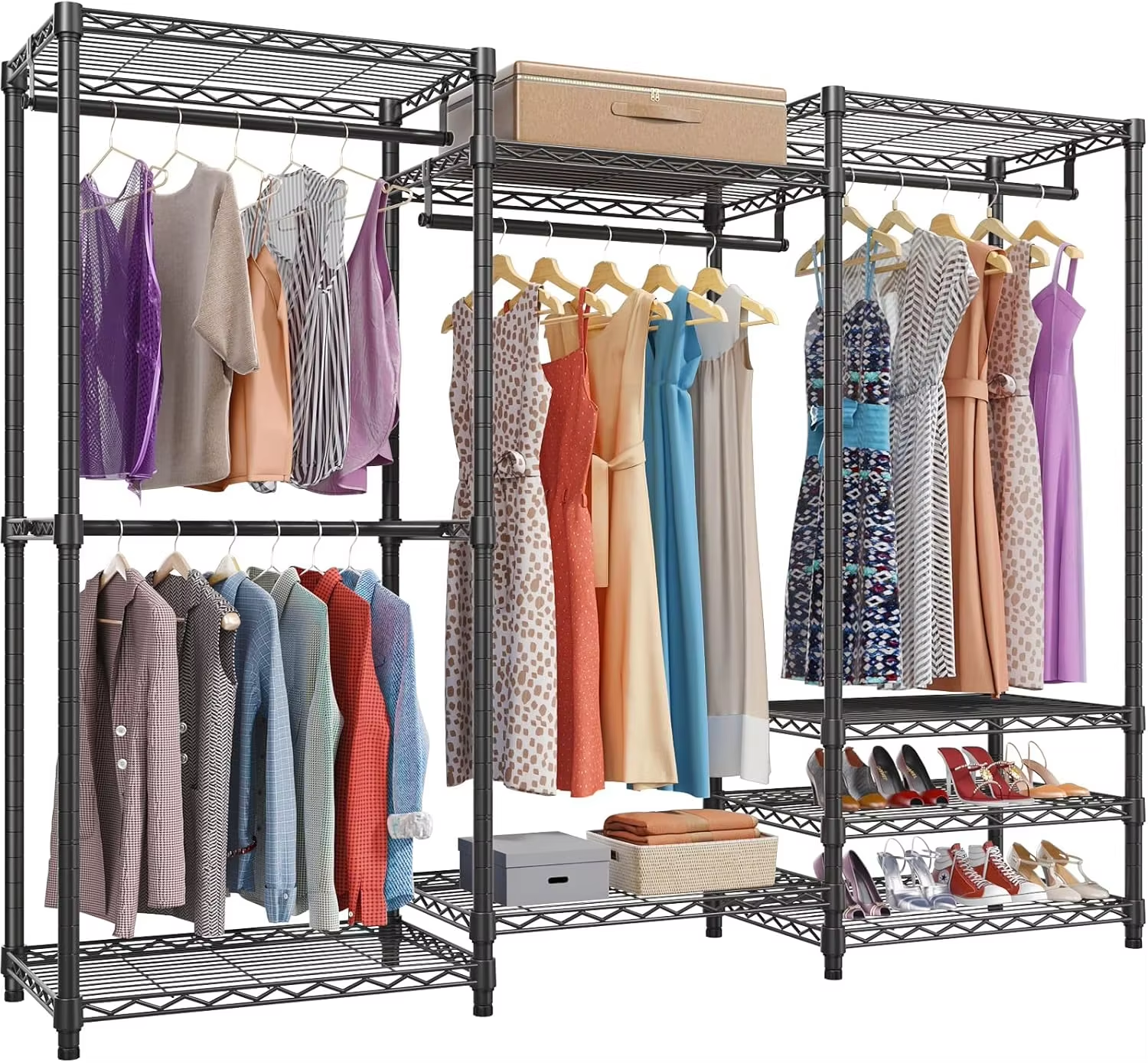Commercial-Grade Stainless Steel Garment Rack 48x21x60in Heavy-Duty Modular Storage System for Retail Space Optimization