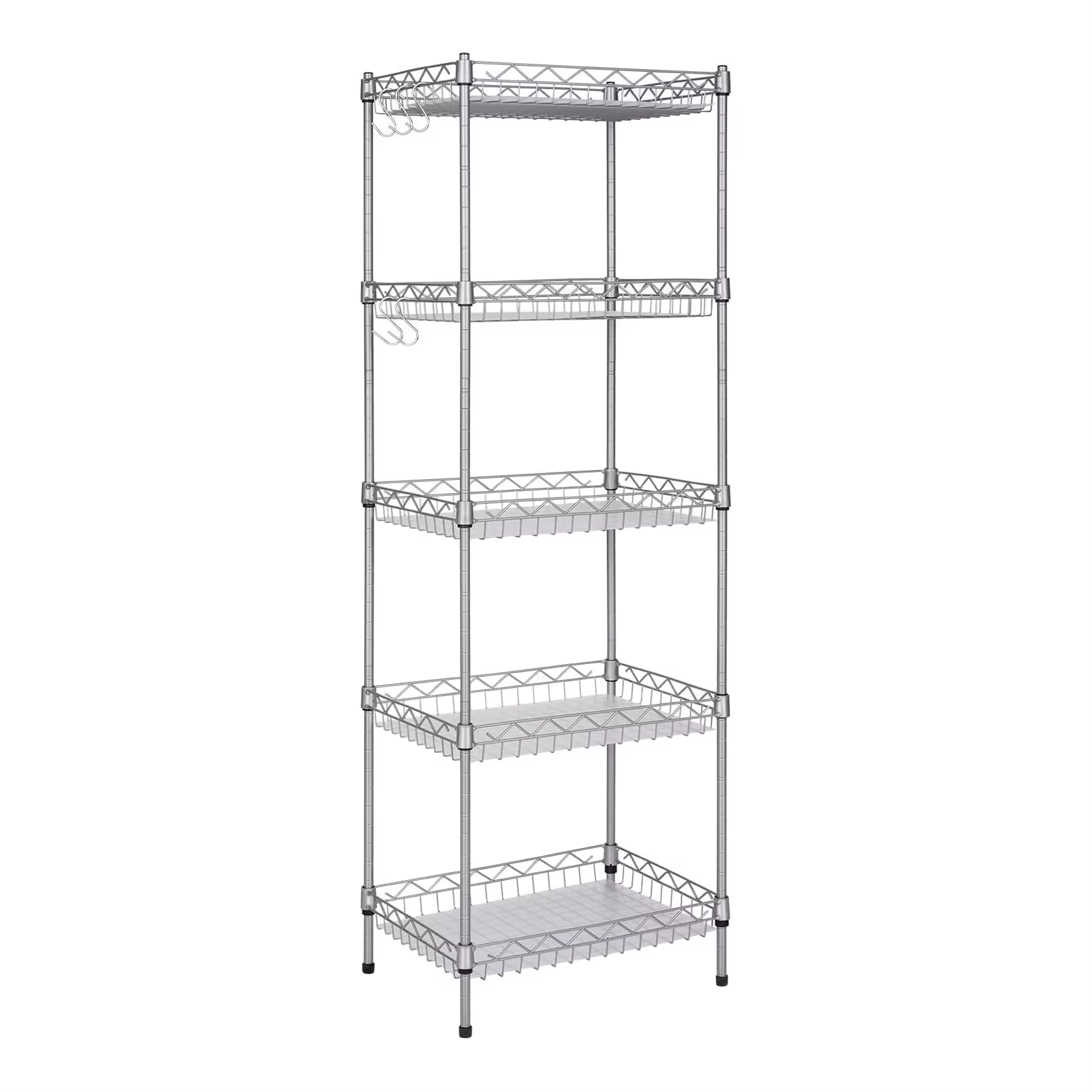 NSF-Certified 5-Tier 304 Stainless Steel Rack 24x14x60in Modular Storage System for Commercial Kitchen & Adjustable Shelving