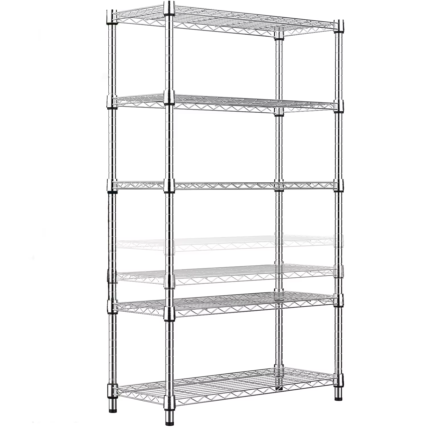 Industrial Storage Rack 48x18x72insh Five-Tier Metal Shelving Unit with Lockable Wheels High Weight Capacity Organizer System