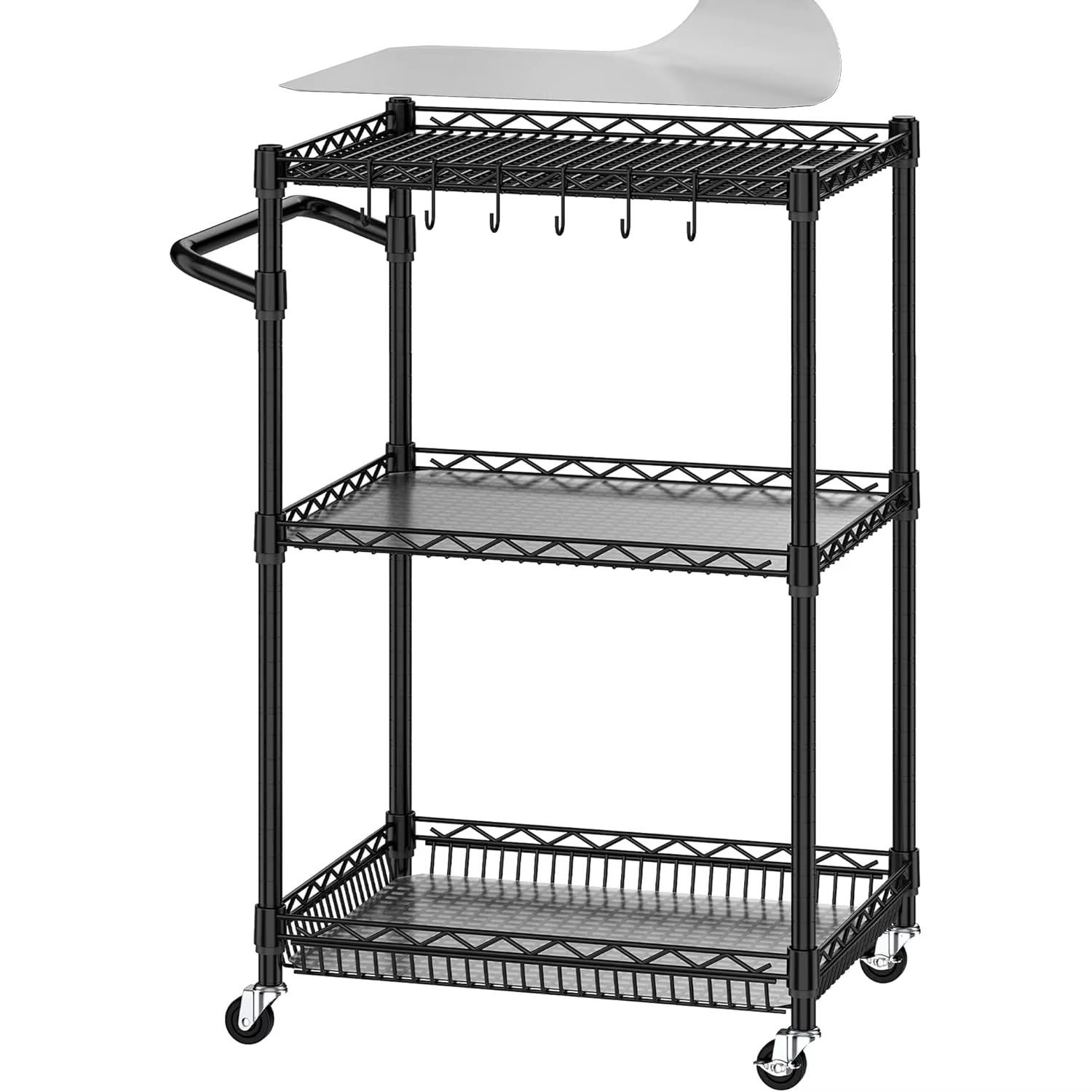 Commercial Grade Stainless Steel Food Trolley 24x18x36 with Storage Rack for Hotel Kitchen Restaurant Organizer & Transportation