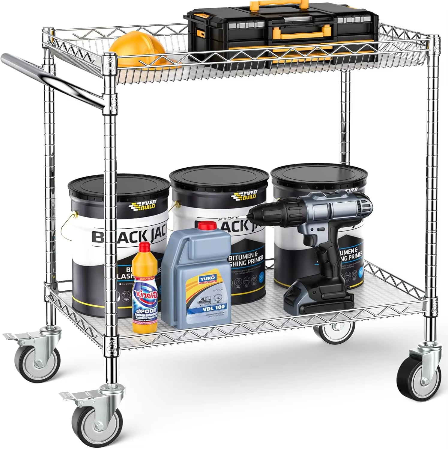 Heavy Duty Rolling Multi-purpose Vehicle NSF Commercial Grade With Handle and Shelf Padding Suitable for Kitchen and Garage Use
