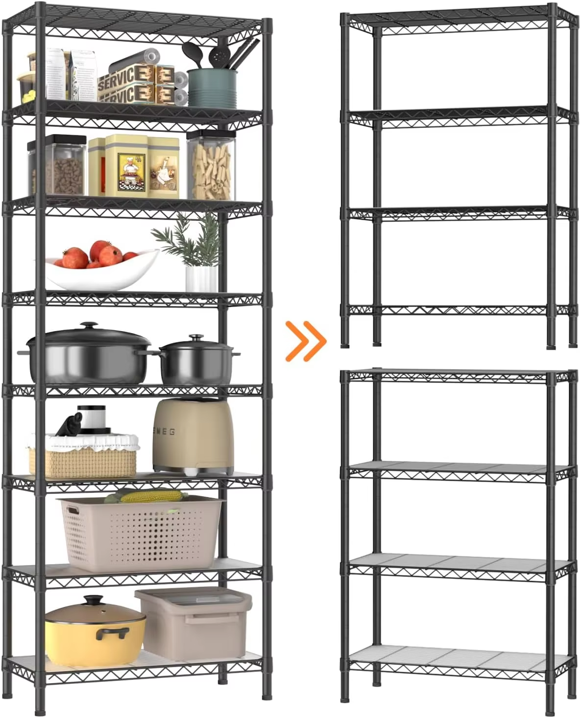 Durable Black Metal Clothing Rack with Adjustable Shelves 14x36x70 Inch Storage Organizer for Hotel Bedroom Bathroom Wardrobe