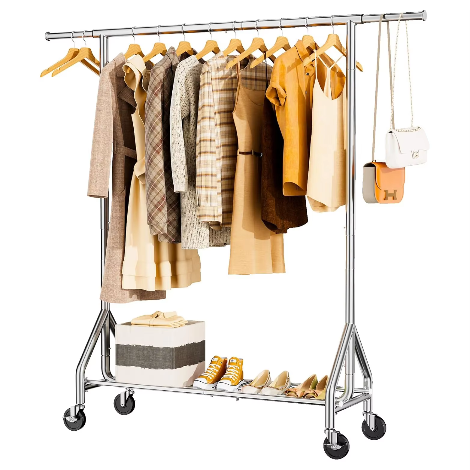 Heavy Duty Storage Racks Stainless Steel Wardrobe & Clothes Organizers 48x24x36 Inch Adjustable for Bedroom Bathroom Hotel