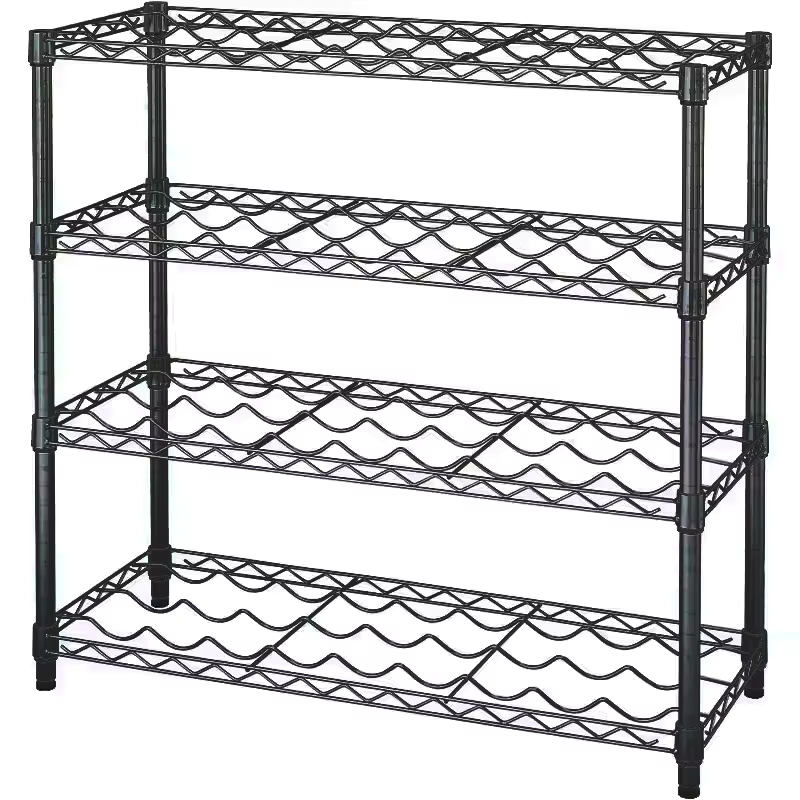 Stainless Steel 4-Tier Adjustable Wine Storage Rack 36x14x36insh Custom Kitchen Organizer for Home Bar with Metal Shelves Design