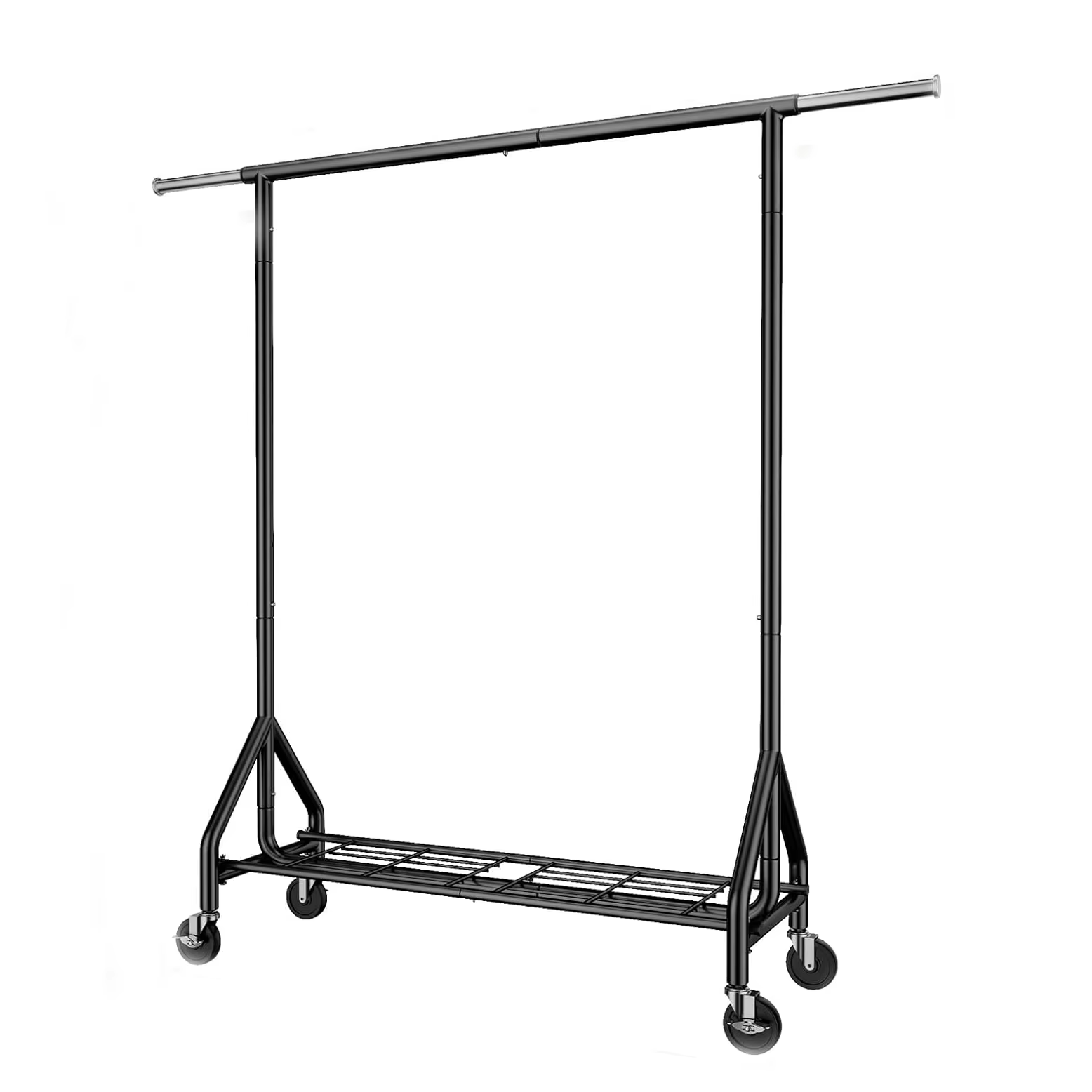 Steel Wardrobe Storage System 36x14x60 Inch Mobile Closet Organizer with Rolling Wheels Industrial Strength Metal Garment Rack