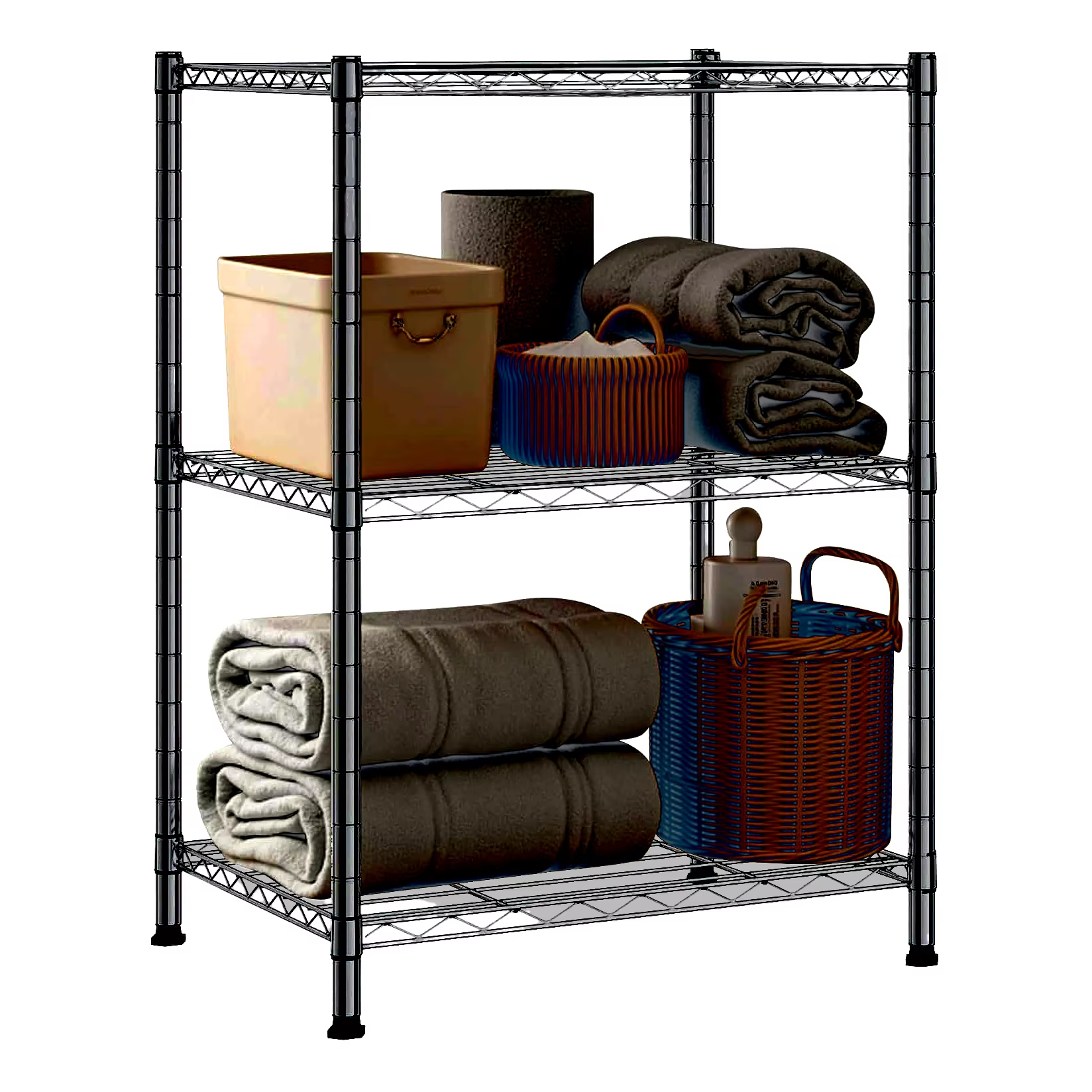 Height-Adjustable Chrome Shelving24x14x35Inch 3-Tier Storage Rack Organizer for Kitchen Shelves Bathroom Shelving Unit Wire Rack