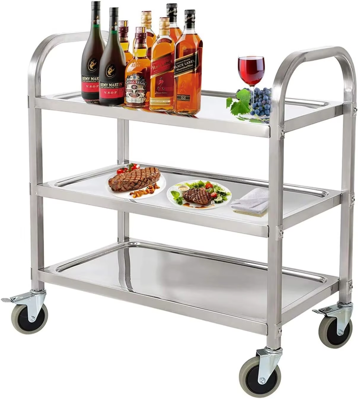 Storage Rack for Kitchen Organizer 3-Tier Metal Wire Shelving Trolley 24x18x36 Commercial Hotel Restaurant Storage Shelves