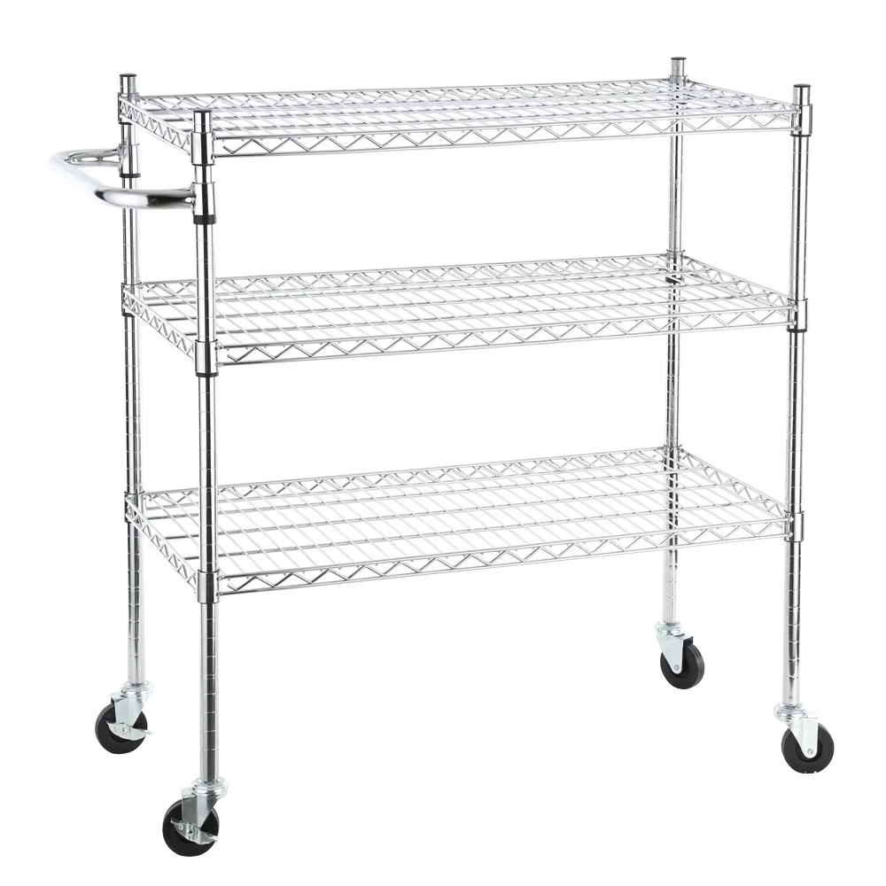 Stainless Steel Storage Cart Food Trolley Commercial Organizer 24x18x36 Inch for Kitchen Hotel Serving Adjustable Shelving