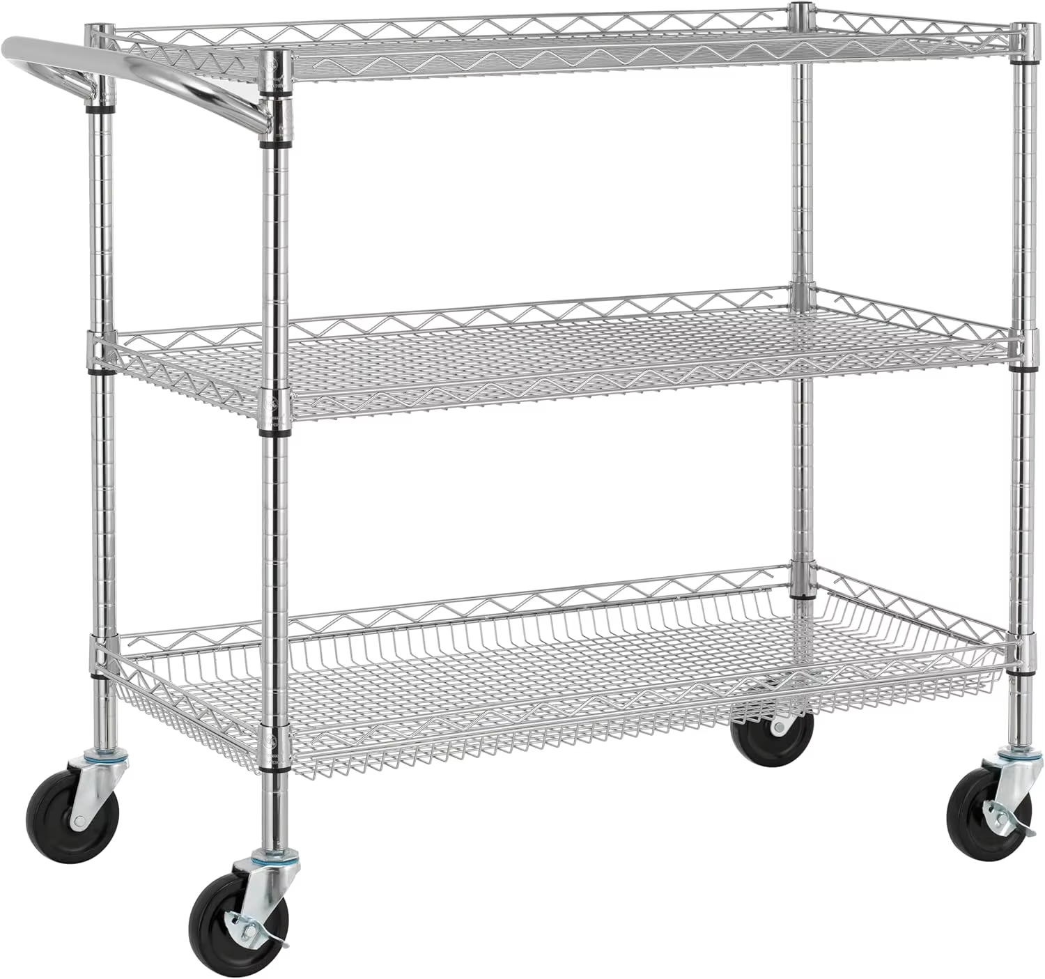 Stainless Steel 3-Tier Kitchen Organizer Utility Cart with Heavy Duty Wheels 24x18x32insh for Restaurant Storage Commercial Use