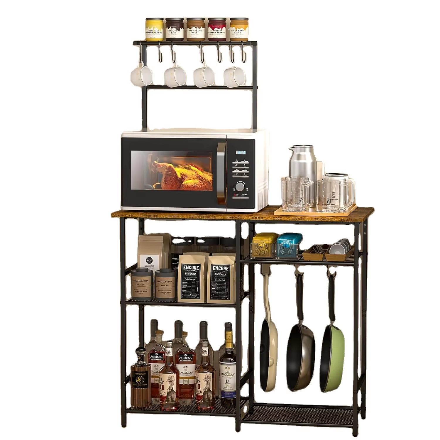 Heavy Duty Adjustable Storage Rack Organizer with Wooden Board 24x14x36in for Kitchen Bathroom Living Room Garage Shelving Unit