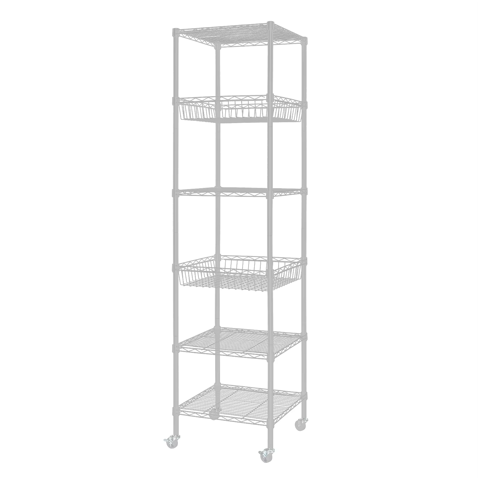 Heavy Duty Storage Rack 6-Layer Adjustable Stainless Steel Shelving Unit 18x18x72 for Bathroom Kitchen Organizer with Wheels