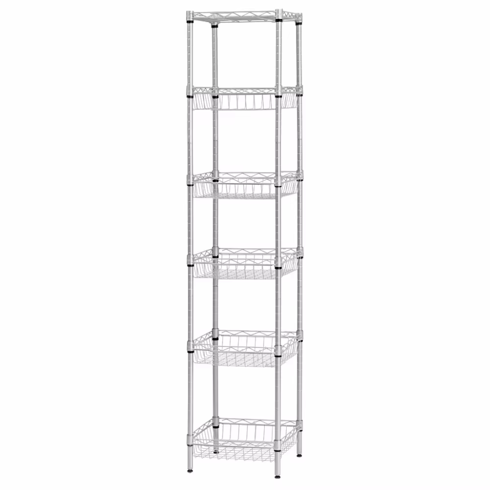 6-Tier Industrial Metal Wire Storage Rack Adjustable Space Saving Shelves Unit14x14x72Inch for Kitchen Organizer & Home Display